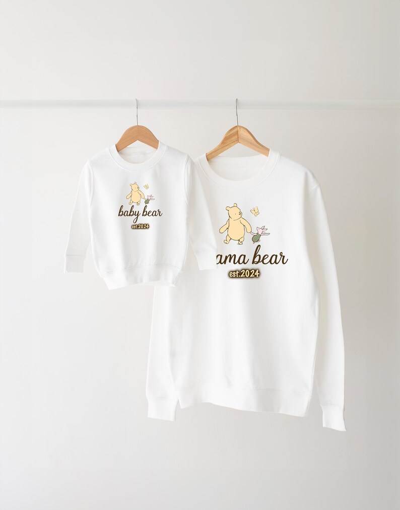 Personalised Matching Mama Bear Sweatshirt, Baby Bear Sweatshirt, Classic Winnie
