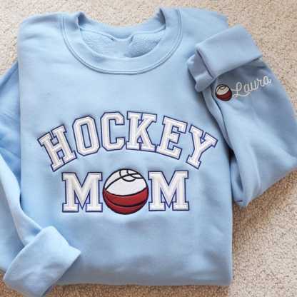 Custom Name Embroidery Hockey Mom Sweatshirt