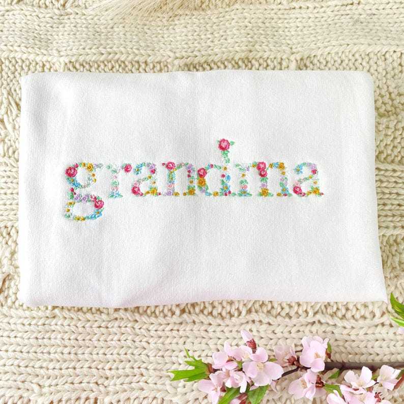 Custom Embroidered Floral Mama Sweatshirt,  Mama And Mimi Sweatshirt