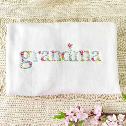 Custom Embroidered Floral Mama Sweatshirt,  Mama And Mimi Sweatshirt