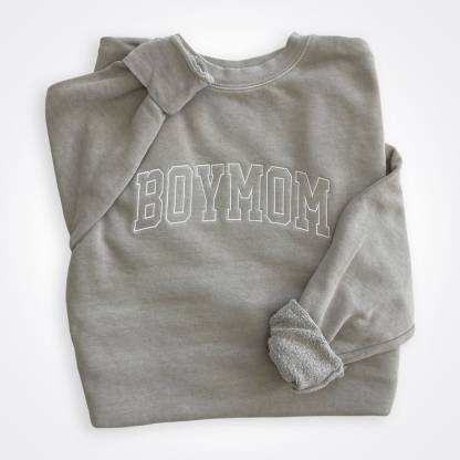 Custom Boymom Embroidered Dyed Crew Sweatshirt