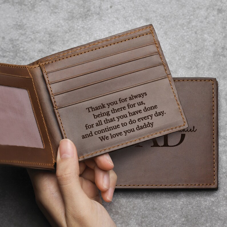 Engraved Wallet For Dad, Personalized Leather Wallet, Gift for Father