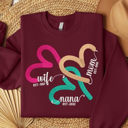 Custom EST Year Mom Embroidered Sweatshirt