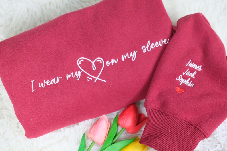 Custom I Wear My Heart On My Sleeve With Kids Names