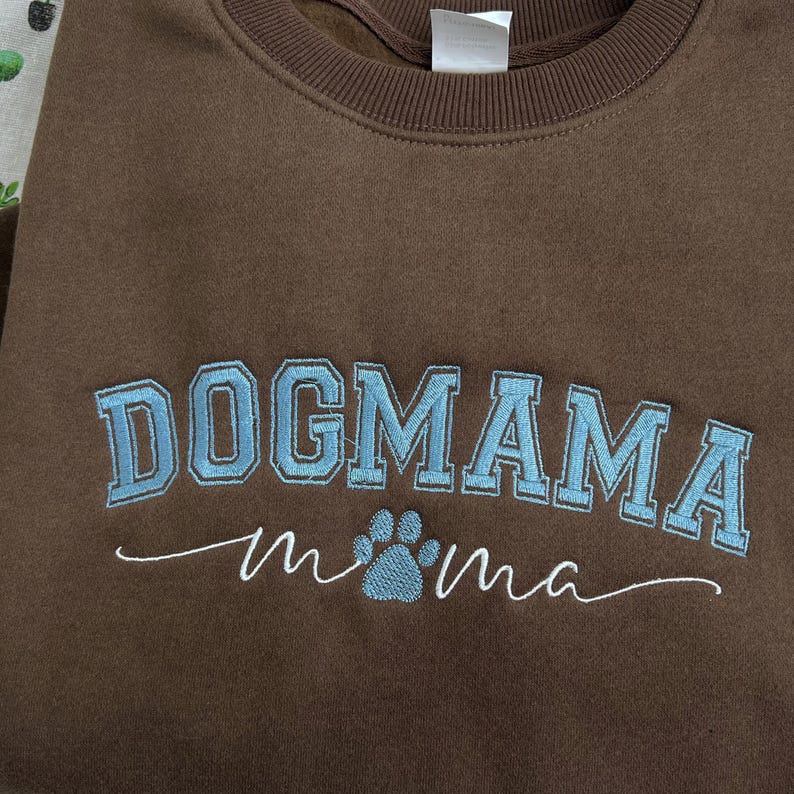 Custom Dog Mom Embroidered Sweatshirt, Personalized Dog Paw With Name On Sleeve