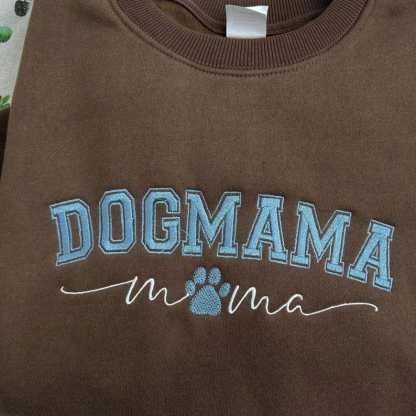 Custom Dog Mom Embroidered Sweatshirt, Personalized Dog Paw With Name On Sleeve