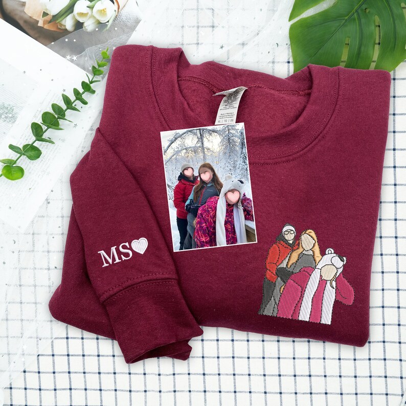 Custom Portrait From Photo Mama Embroidered Sweatshirt