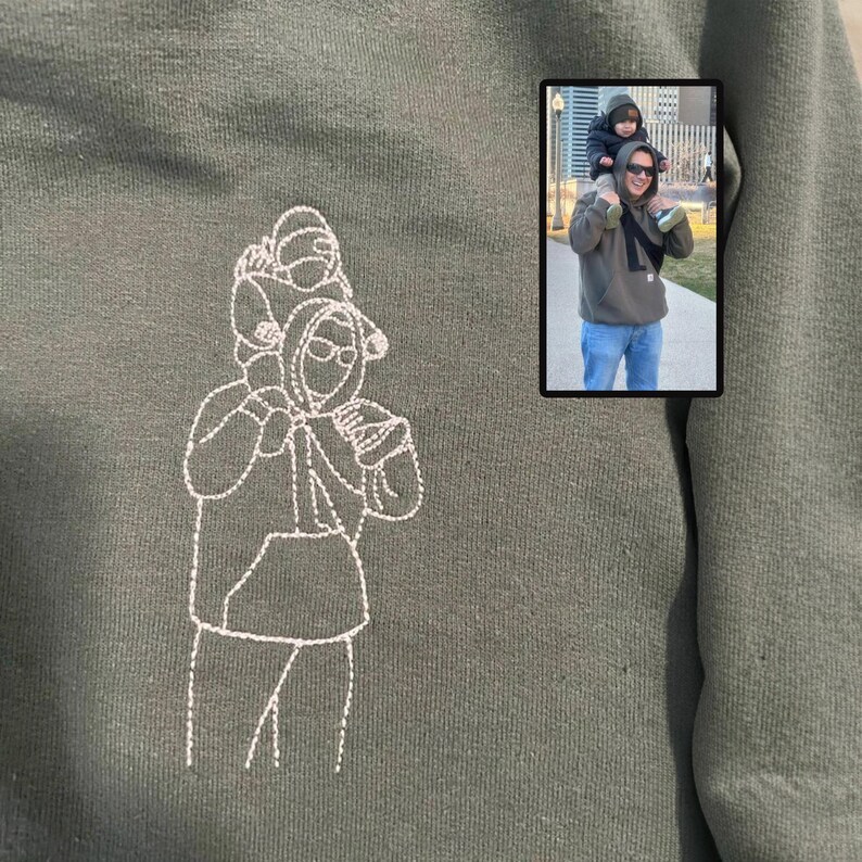 Dad Photo Hoodie - Custom Embroidered Portrait From Photo Sweatshirt
