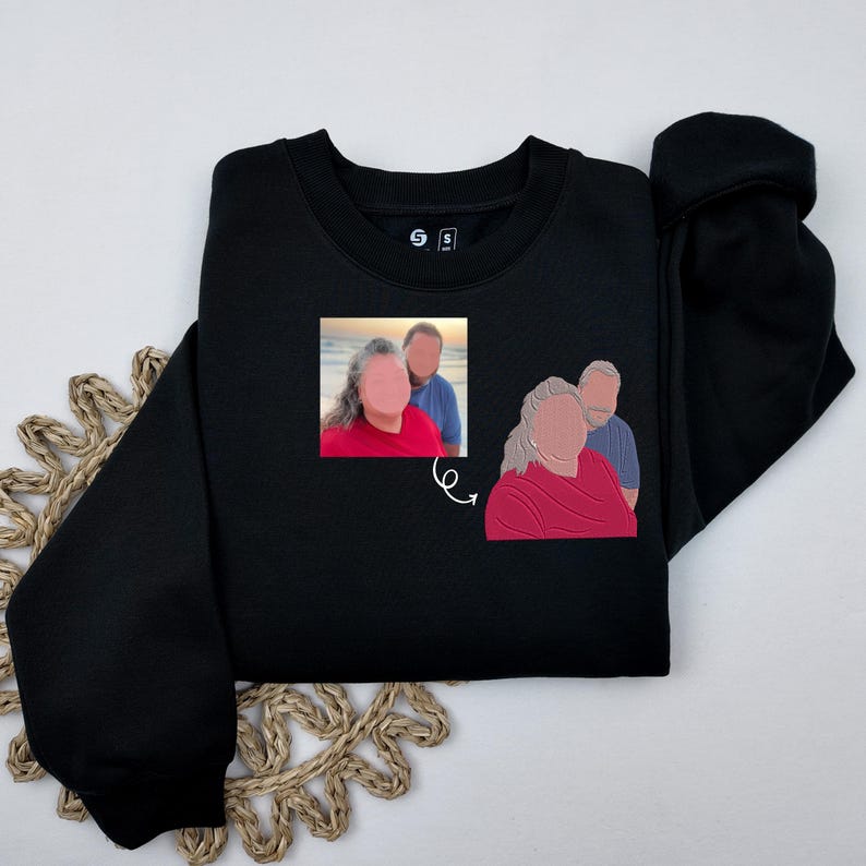 Custom Embroidered Portrait Sweatshirt Mothers Day Gift