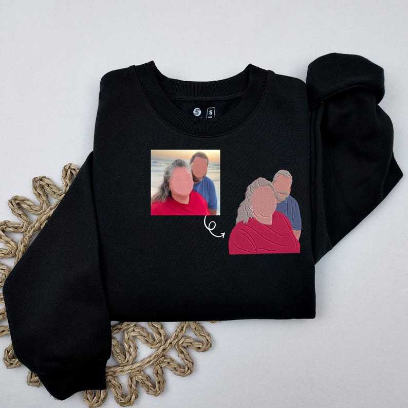 Custom Embroidered Portrait Sweatshirt Mothers Day Gift