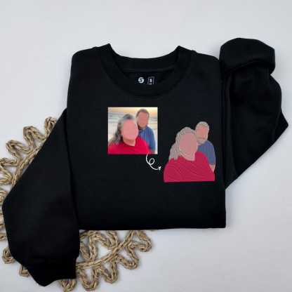 Custom Embroidered Portrait Sweatshirt Mothers Day Gift