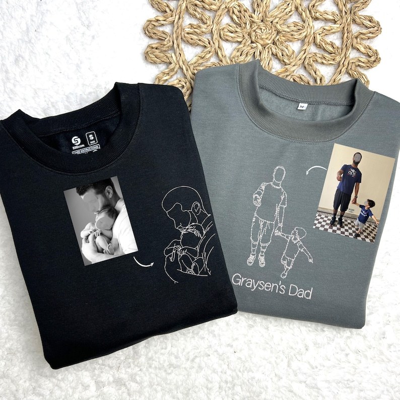 Custom Embroidered Portrait From Photo Sweatshirt Anniversary Gift