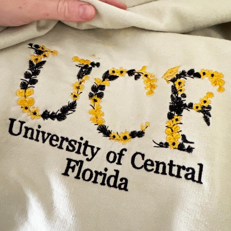 Custom College Floral Letter Embroidered Sweatshirt | Floral Letter Embroidered Hoodie | College University High School Shirt 