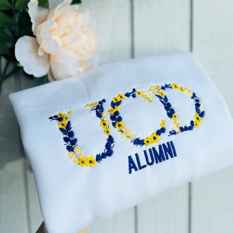 Custom College Floral Letter Embroidered Sweatshirt | Floral Letter Embroidered Hoodie | College University High School Shirt 