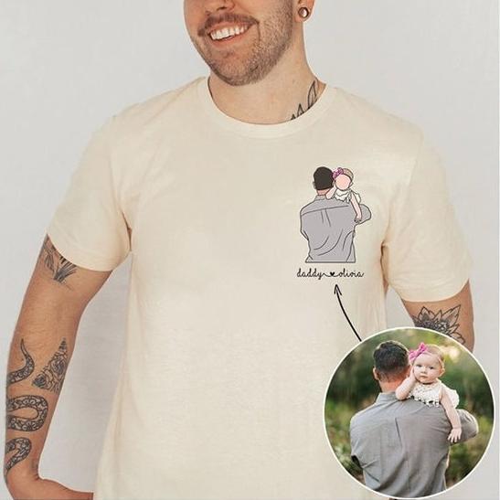 Custom Portrait From Photo Dad Shirt, Portrait Illustration, Fathers Day Gift