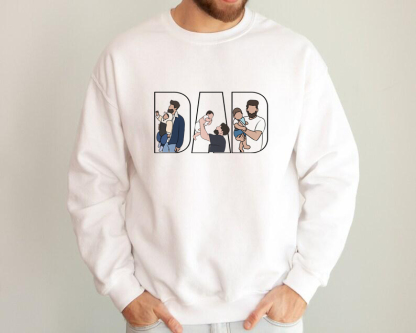 Personalized Dad Portrait Sweatshirt, Custom Photo Sweatshirt Gift For Dad, Fathers Day Gift