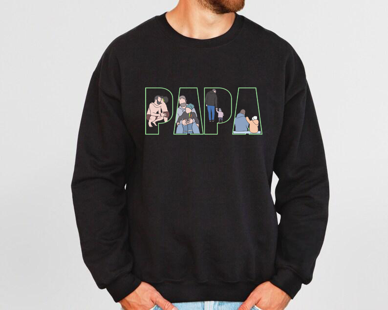 Personalized Dad Portrait Sweatshirt, Custom Photo Sweatshirt Gift For Dad, Fathers Day Gift