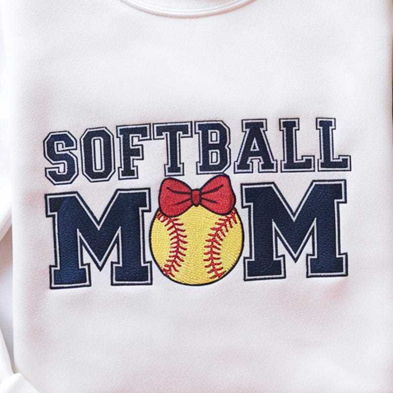 Custom Name Embroidery Softball Mom Sweatshirt