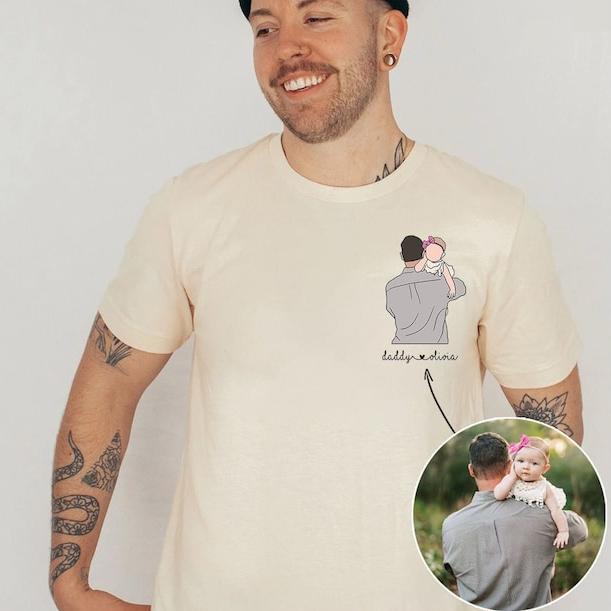 Custom Portrait From Photo Dad Shirt, Portrait Illustration, Fathers Day Gift