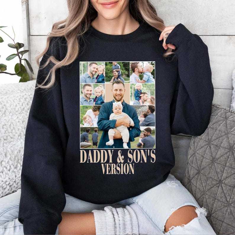 Personalized Daddy And Son Photo Shirt,First Fathers Day Gift