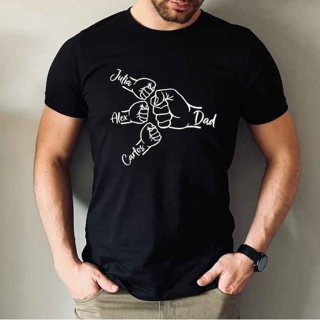 Custom Fist Bump Dad Shirt, Dad Shirt With Kids Names, Father's Day Gift