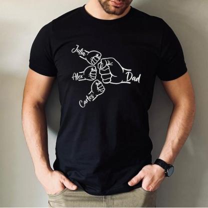 Custom Fist Bump Dad Shirt, Dad Shirt With Kids Names, Father's Day Gift