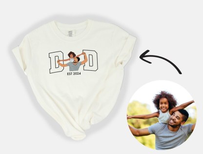 Custom Photo For Dad Shirt, Dad And Kid Illustration, Fathers Day Gift