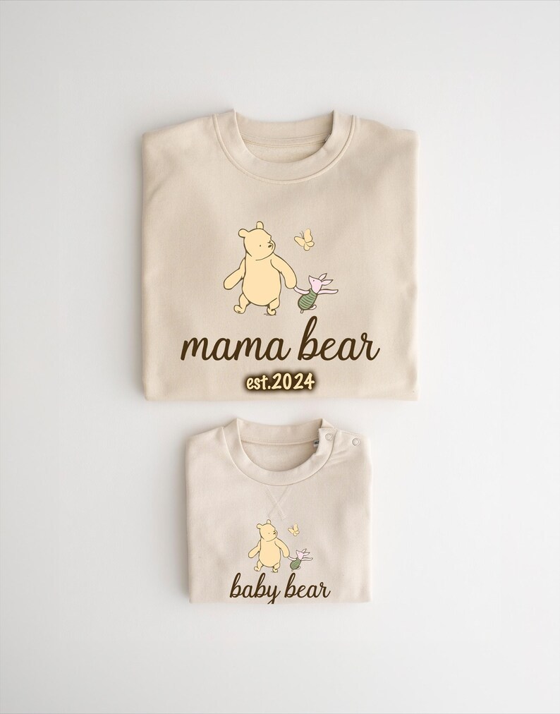 Personalised Matching Mama Bear Sweatshirt, Baby Bear Sweatshirt, Classic Winnie