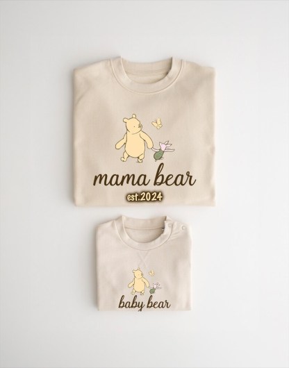 Personalised Matching Mama Bear Sweatshirt, Baby Bear Sweatshirt, Classic Winnie