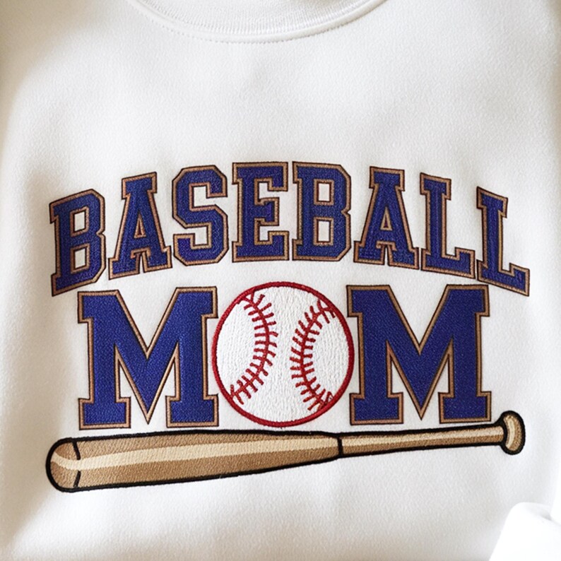 Custom Embroidery Mom Baseball Name Sweatshirt