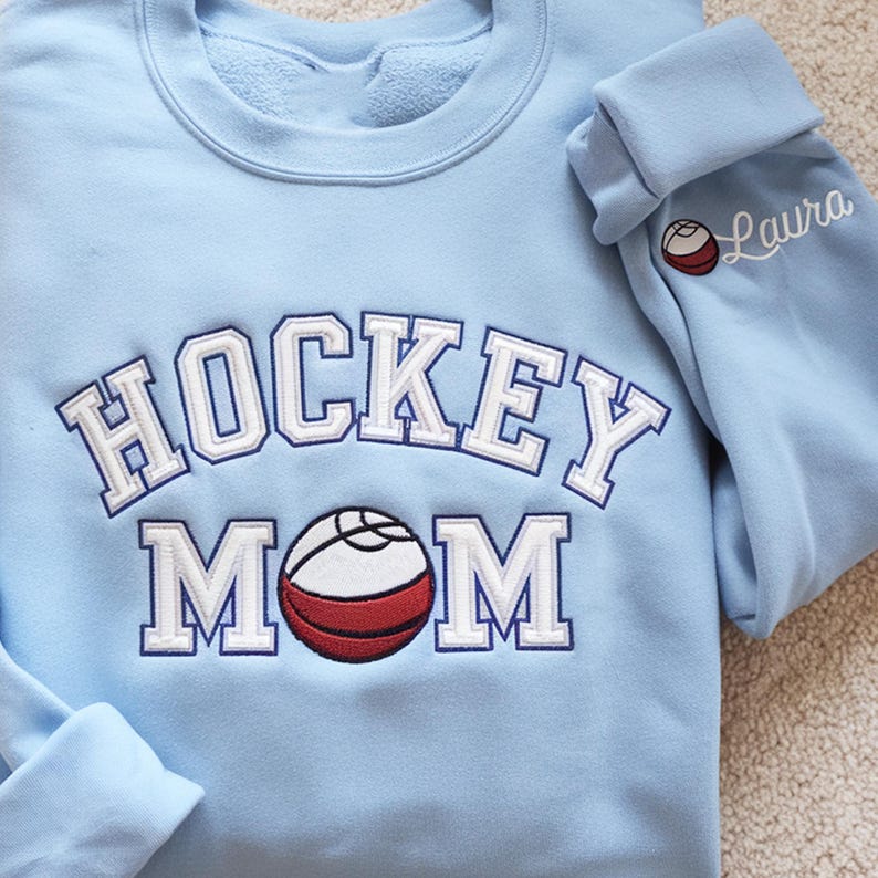 Custom Name Embroidery Hockey Mom Sweatshirt