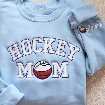 Custom Name Embroidery Hockey Mom Sweatshirt