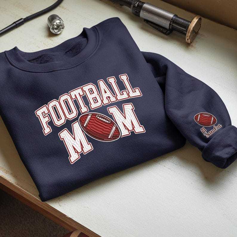 Custom Name Embroidery Football Mom Sweatshirt