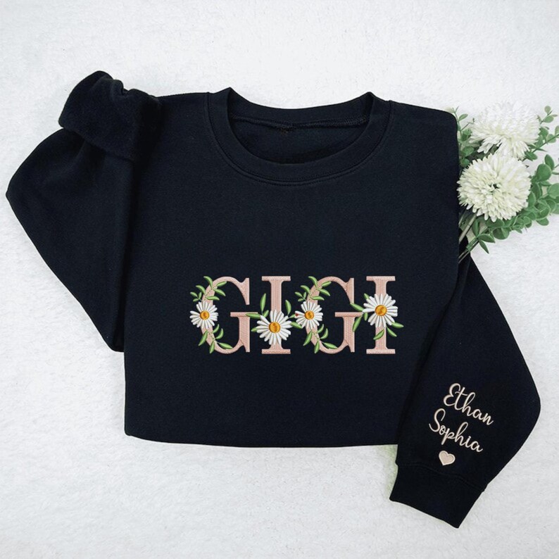 Custom Mama Floral Embroidered Sweatshirt Mother Day Gift