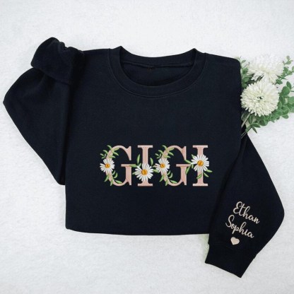 Custom Mama Floral Embroidered Sweatshirt Mother Day Gift