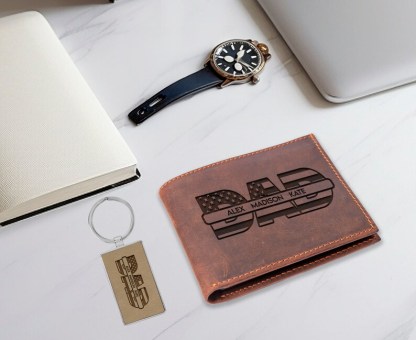 Personalized Dad Wallet, Fathers Day Gift, Engraved Leather Wallet For Dad, Father Birthday Gift
