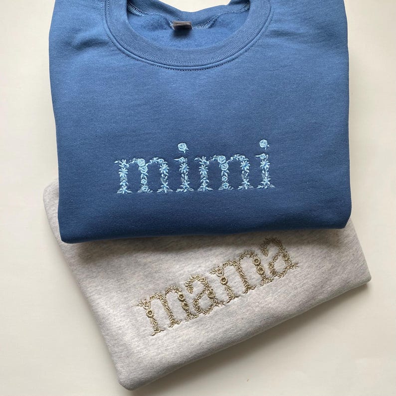 Custom Personalized Mama Grandma Embroidered Sleeve Sweatshirt