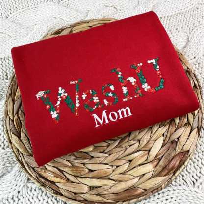 Custom Embroidered Floral Mama Sweatshirt,  Mama And Mimi Sweatshirt