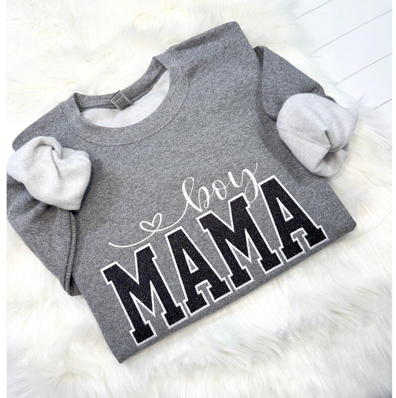 Custom Embroidered Boy Mom Sweatershirt, New Mom Mothers Day