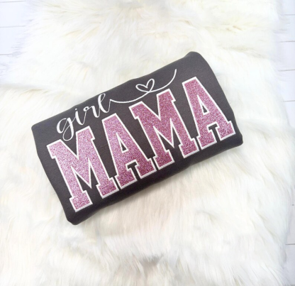 Custom Embroidered Girl Mom Sweatshirt, Mothers Day Gift