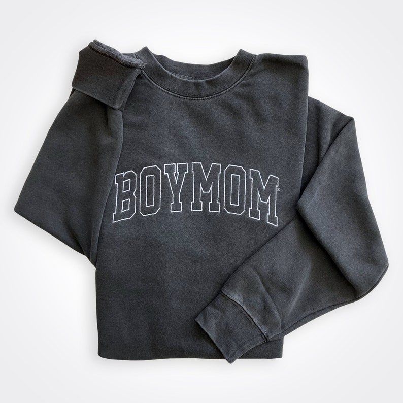 Custom Boymom Embroidered Dyed Crew Sweatshirt