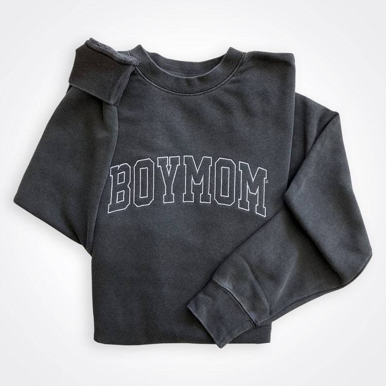 Custom Boymom Embroidered Dyed Crew Sweatshirt