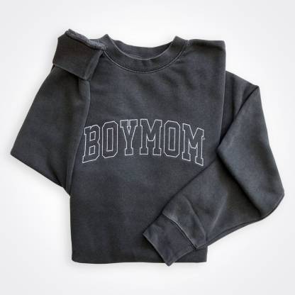 Custom Boymom Embroidered Dyed Crew Sweatshirt
