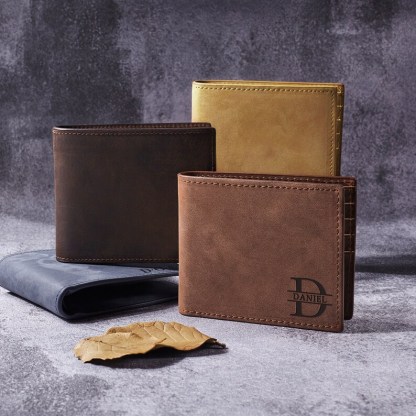 Engraved Wallet For Dad, Personalized Leather Wallet, Gift for Father