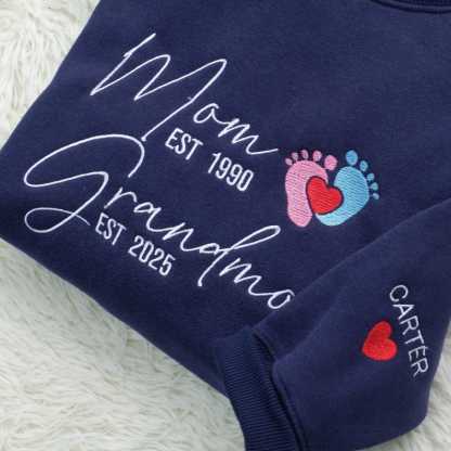 Personalized Mom Granny Years Embroidered Sweatshirt