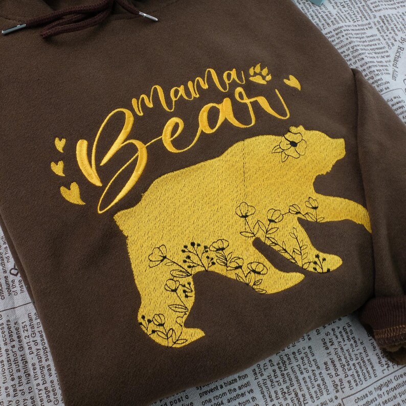 Personalized Mama Bear Embroidered Sweatshirt Mama With Kid Name On Sleeve