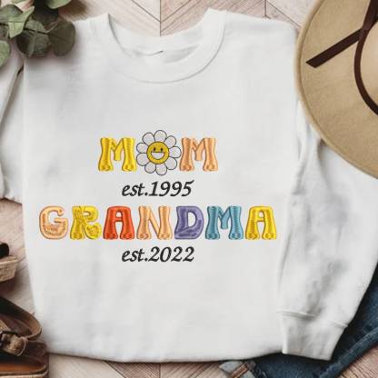 Customized Estimated Date Mom Grandma Round Neck Sweater Mother's Day Gift
