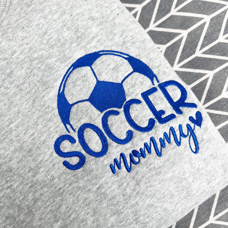Custom Embroidered Soccer Mom Crewneck With Name On A Sleeve Sweatshirt