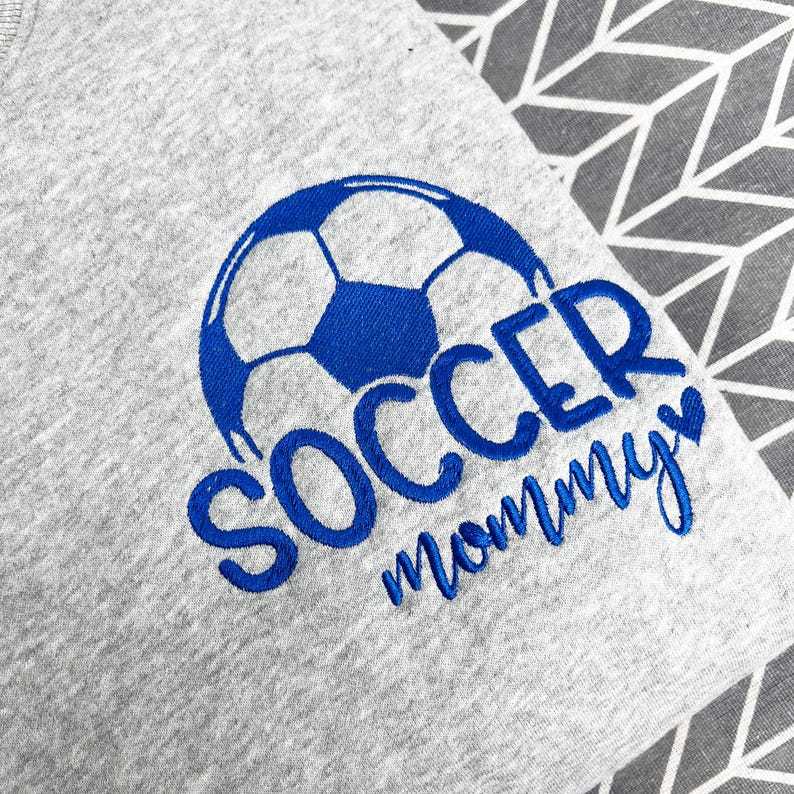 Custom Embroidered Soccer Mom Crewneck With Name On A Sleeve Sweatshirt