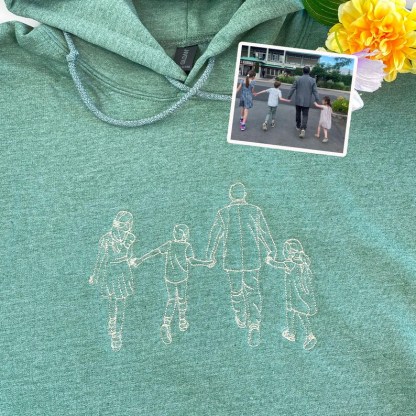 Dad Photo Hoodie - Custom Embroidered Portrait From Photo Sweatshirt